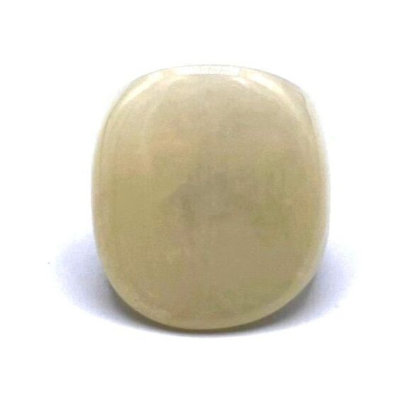 Cream with Yellow Gold Iridescent Glitter Acrylic Oval Chunky Ring Size 7 - Picture 4 of 8